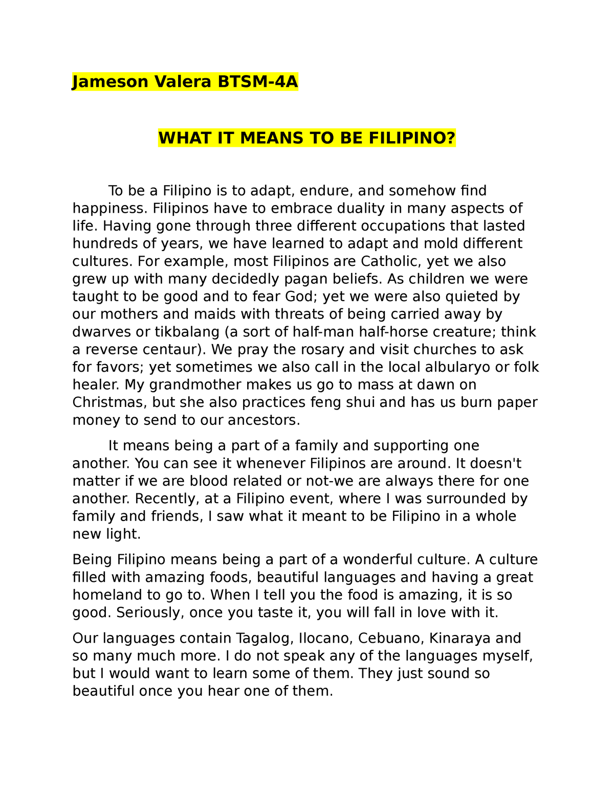 definition essay on the filipino concept pasyon