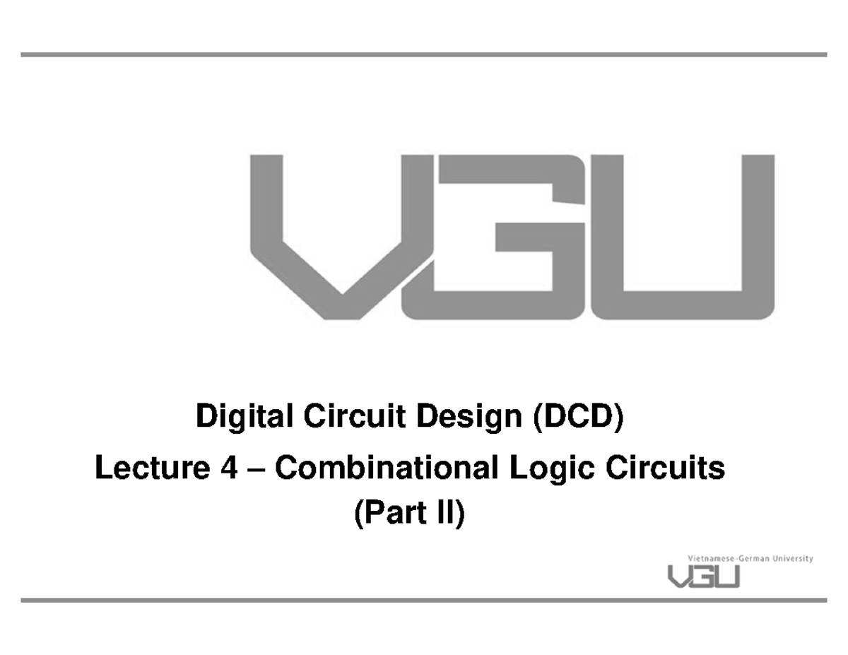 4-Combinational Logic Circuits - P2-BW - Digital Circuit Design (DCD ...