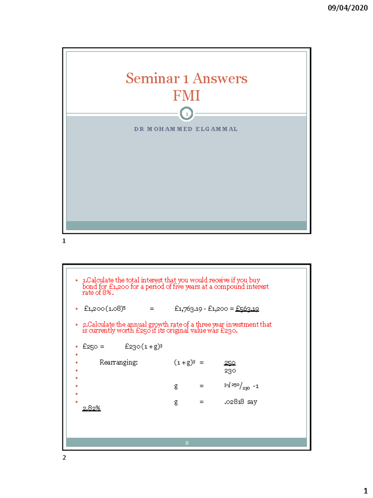 Seminar 1 solutions - Warning: TT: undefined function: 32 DRM O H A M M ...