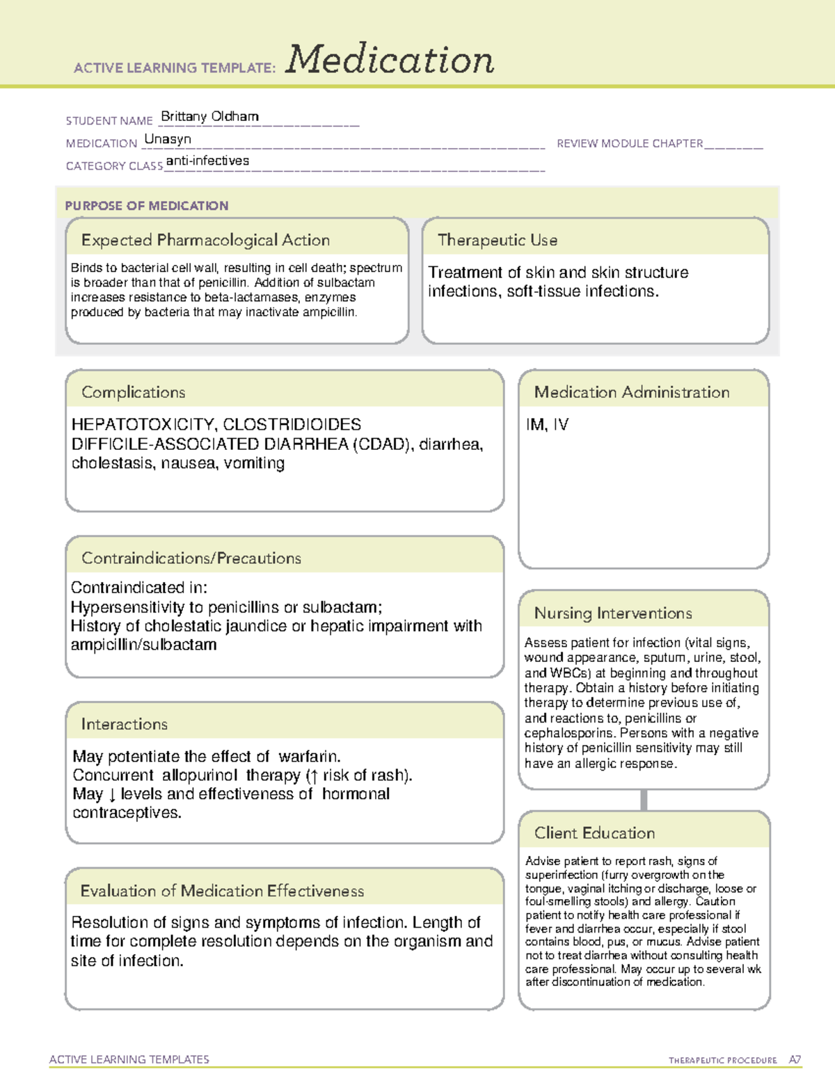 U Medications 2 - G. Gouda - STUDENT NAME ...