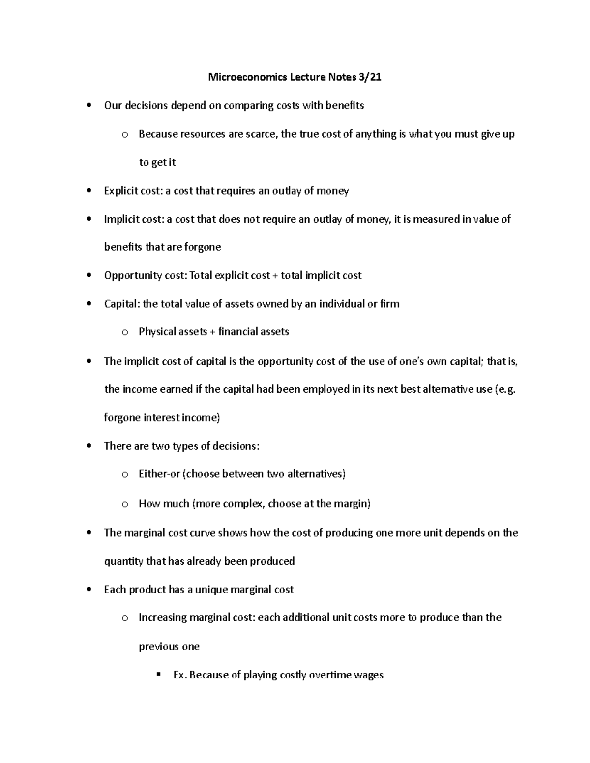 Microeconomics Lecture Notes 3 - forgone interest income) There are two ...