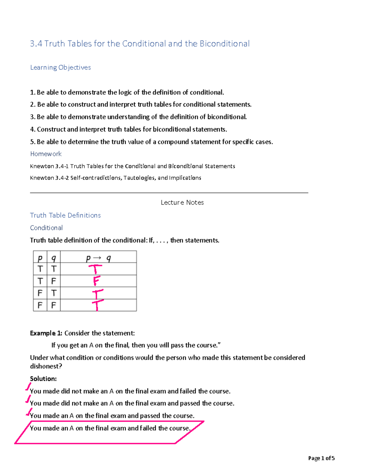 3 - Truth Tables For The Conditional And Biconditional - 3 Truth Tables ...