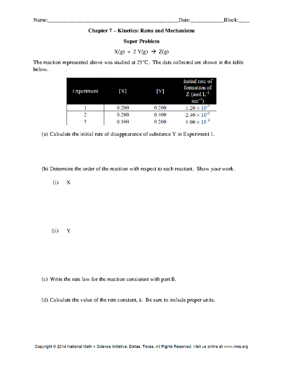 Super problem chapter 7 kinetics rates and mechanisms - - Studocu