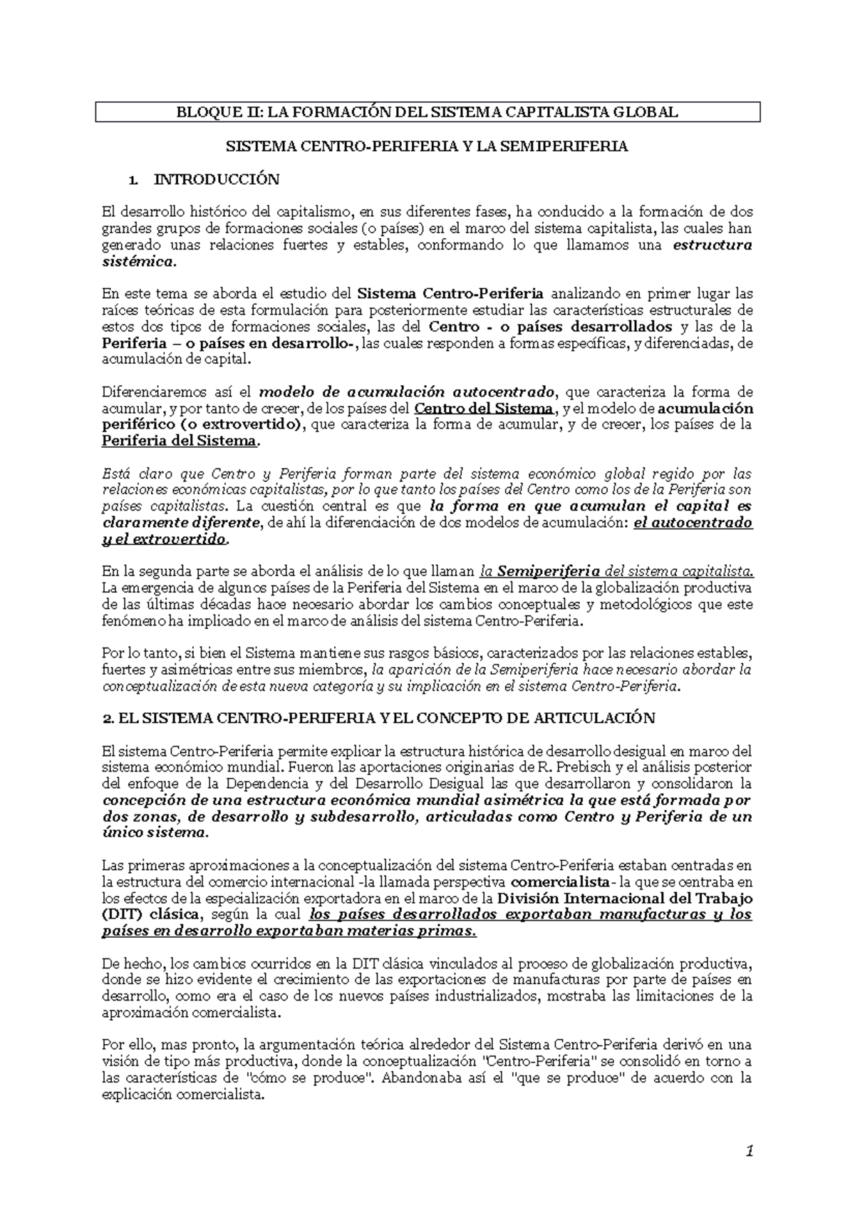 Bloque II- LA Formacion DEL Sistema Capitalista Global - BLOQUE II: LA  FORMACIÓN DEL SISTEMA - Studocu