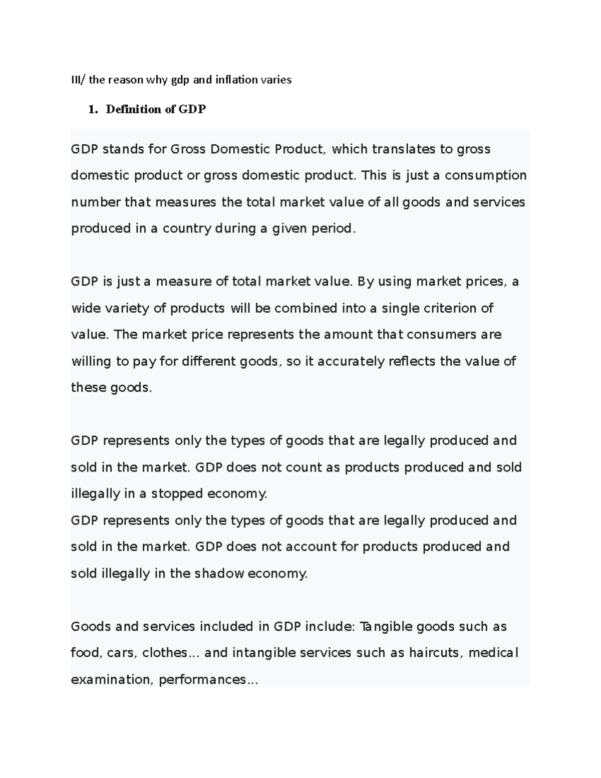 3 la mã oooooô III/ the reason why gdp and inflation varies