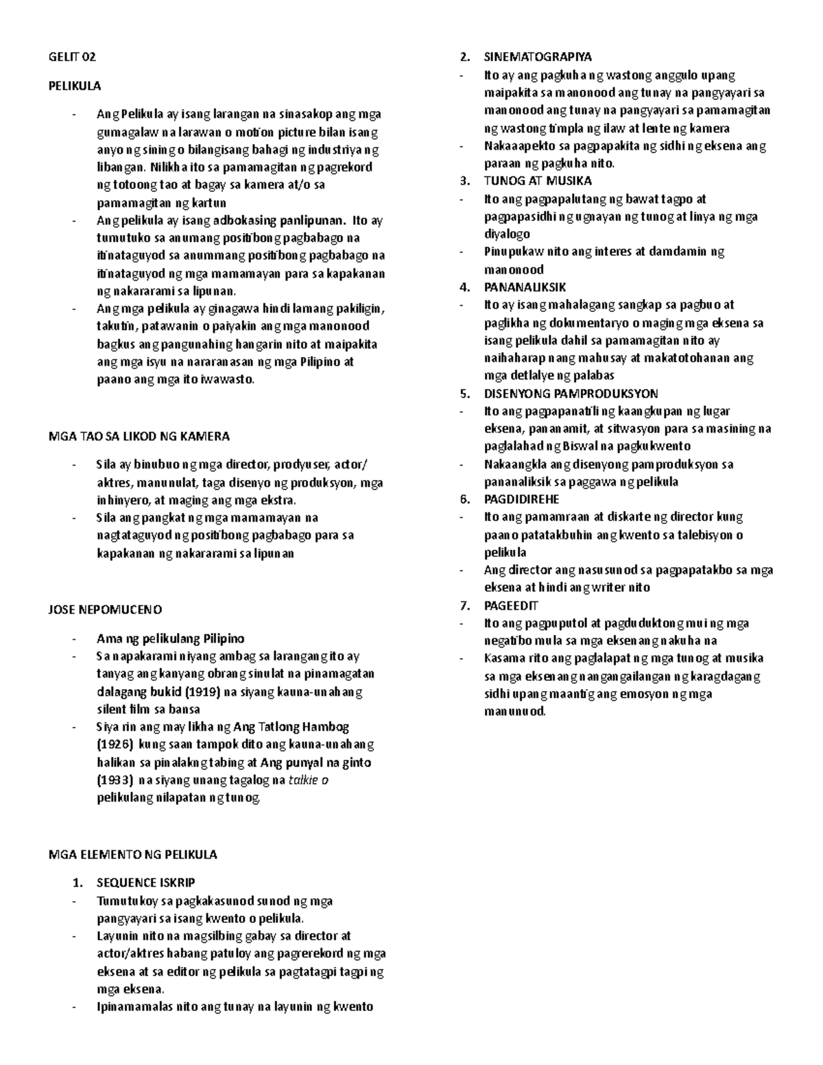 Literature 02 Notes for prelim 2021-2022 - GELIT 02 PELIKULA - Ang ...