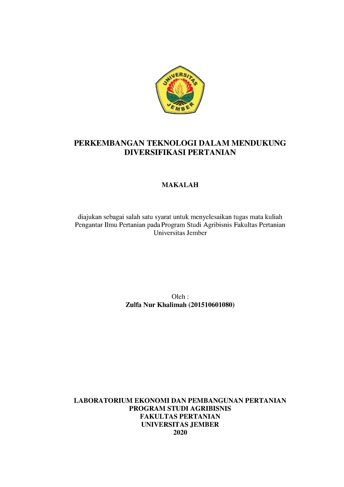 Makalah Perkembangan Teknologi Dalam Mendukung Diversifikasi Pertanian ...