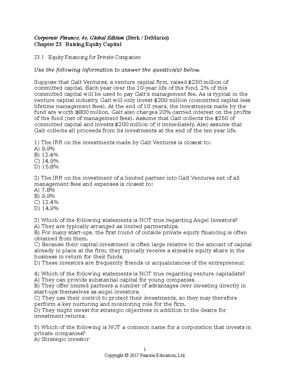 Class 6 S - Practical Exercises - Corporate Finance, 4e, Global Edition ...