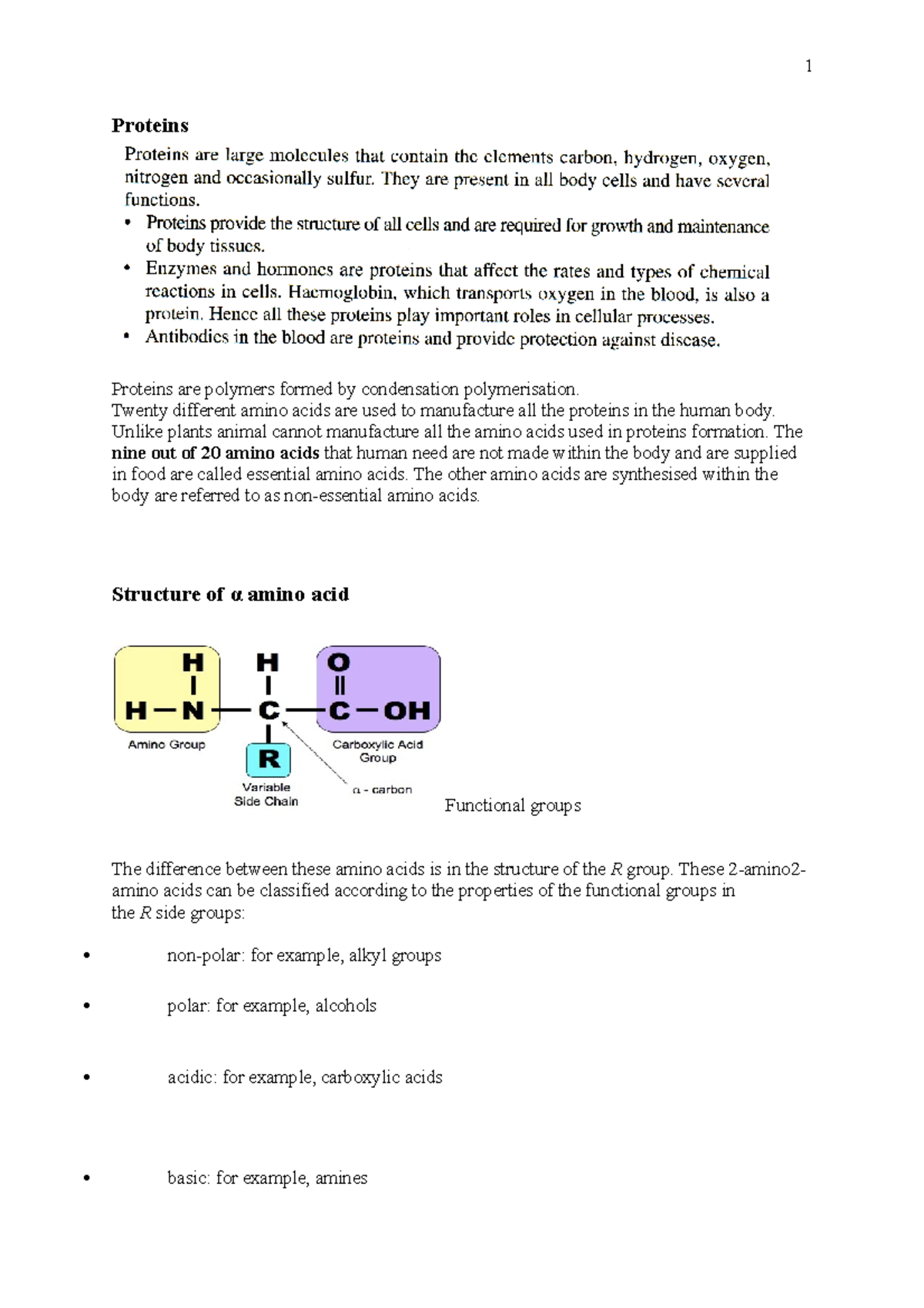 Proteins - Just do it - Proteins Proteins are polymers formed by ...