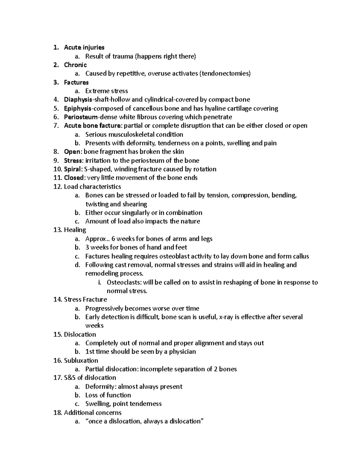 Chapter 13 Prev And Injuries - Acute Injuries A. Result Of Trauma 