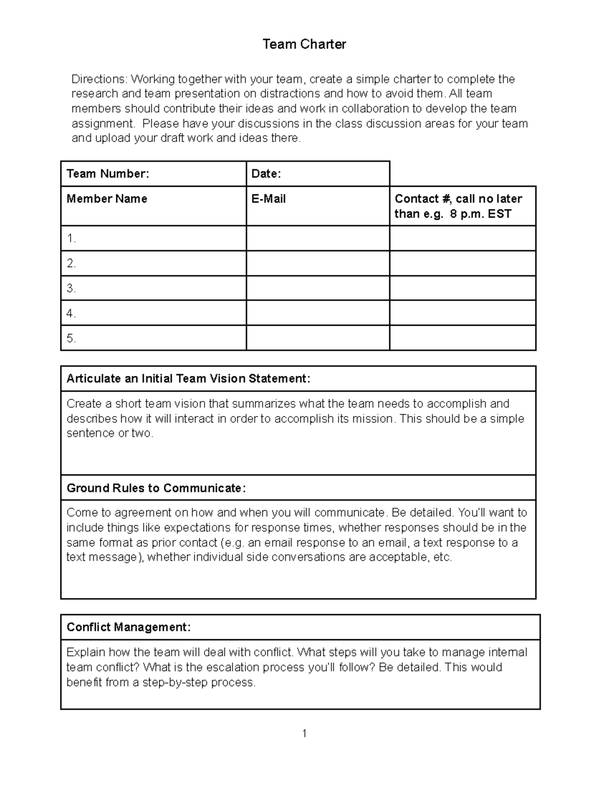 Week 4 Team Assignment Template - Team Charter Directions: Working ...