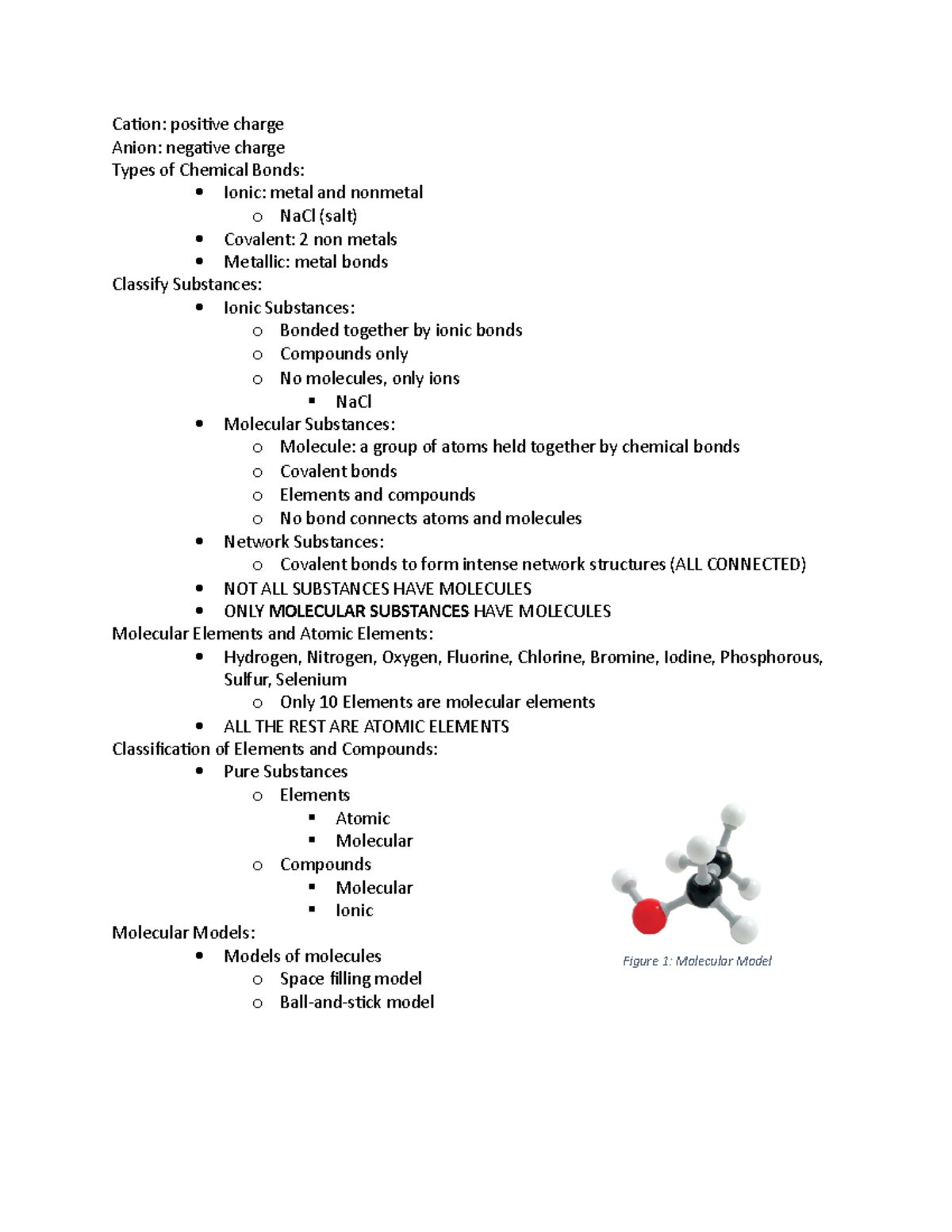 Chapter Three Notes - Cation: positive charge Anion: negative charge ...
