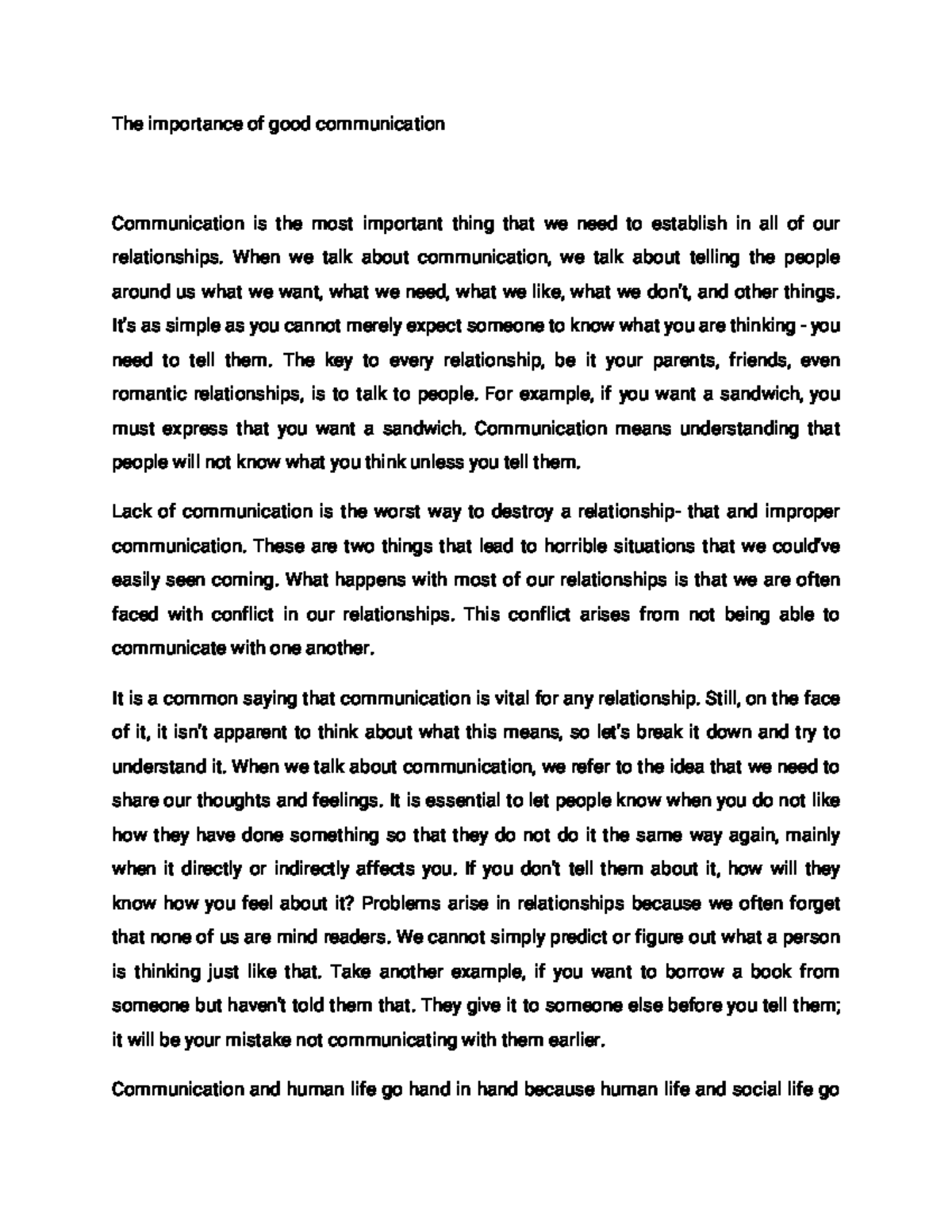 Act 8 Essay The Importance Of Good Communication Communication Is