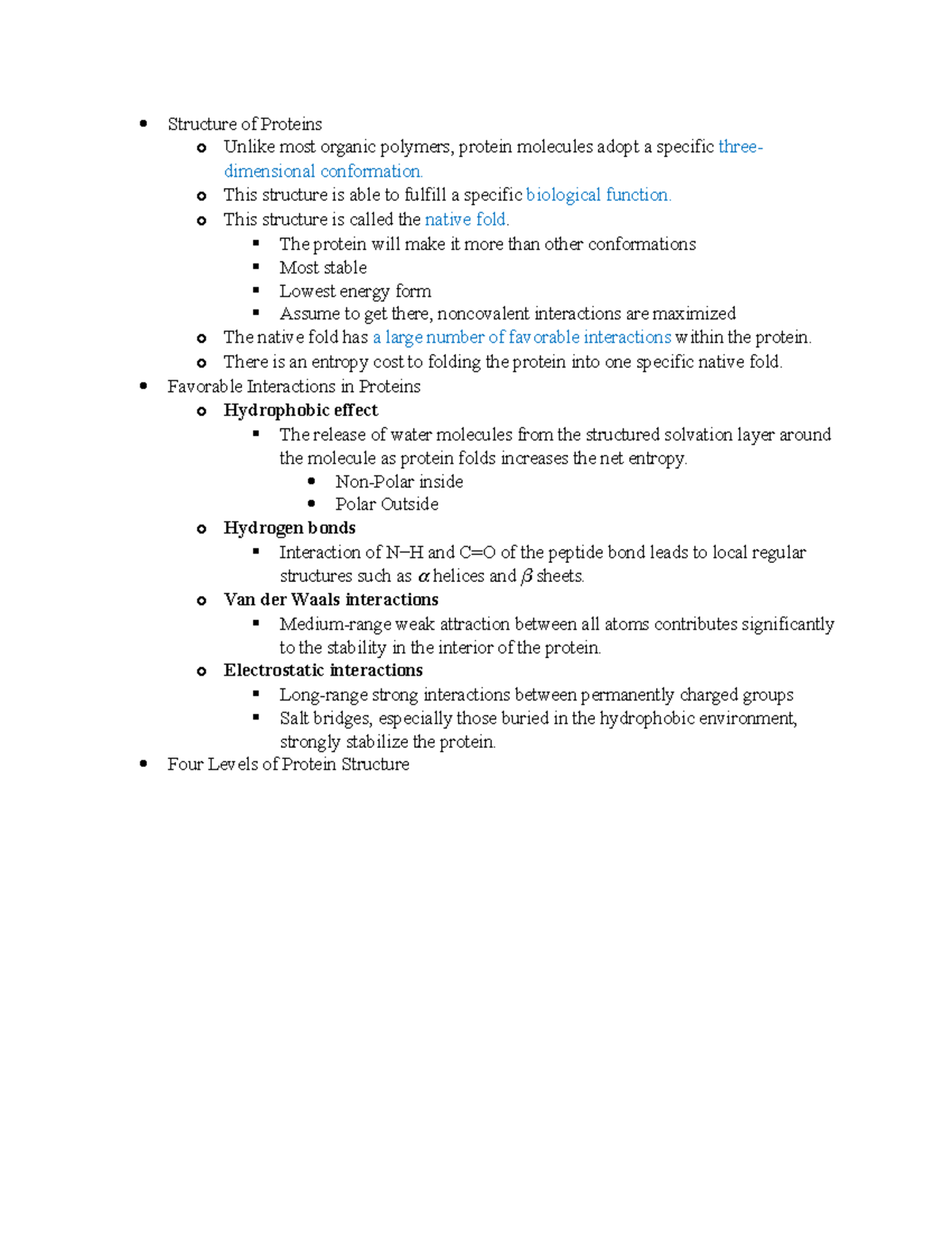 Chapter 4 Structure of Proteins - Structure of Proteins o Unlike most ...