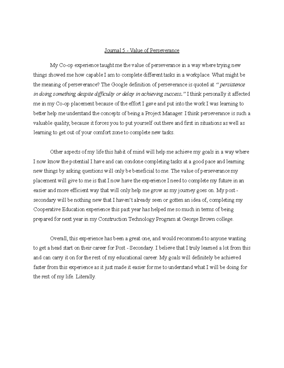 Copy of coop journal 5 your future connections to other aspects of