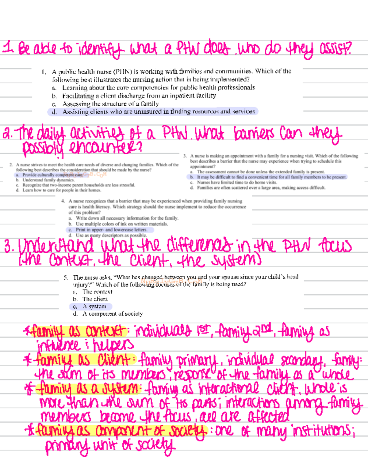 Study guide 3 - 1. Be able to identify what a PH does. who do they ...