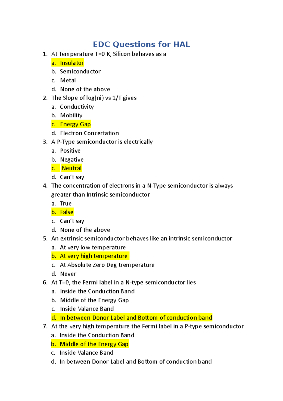 EDC Questions HAL This contains question on EDC for psu and gate