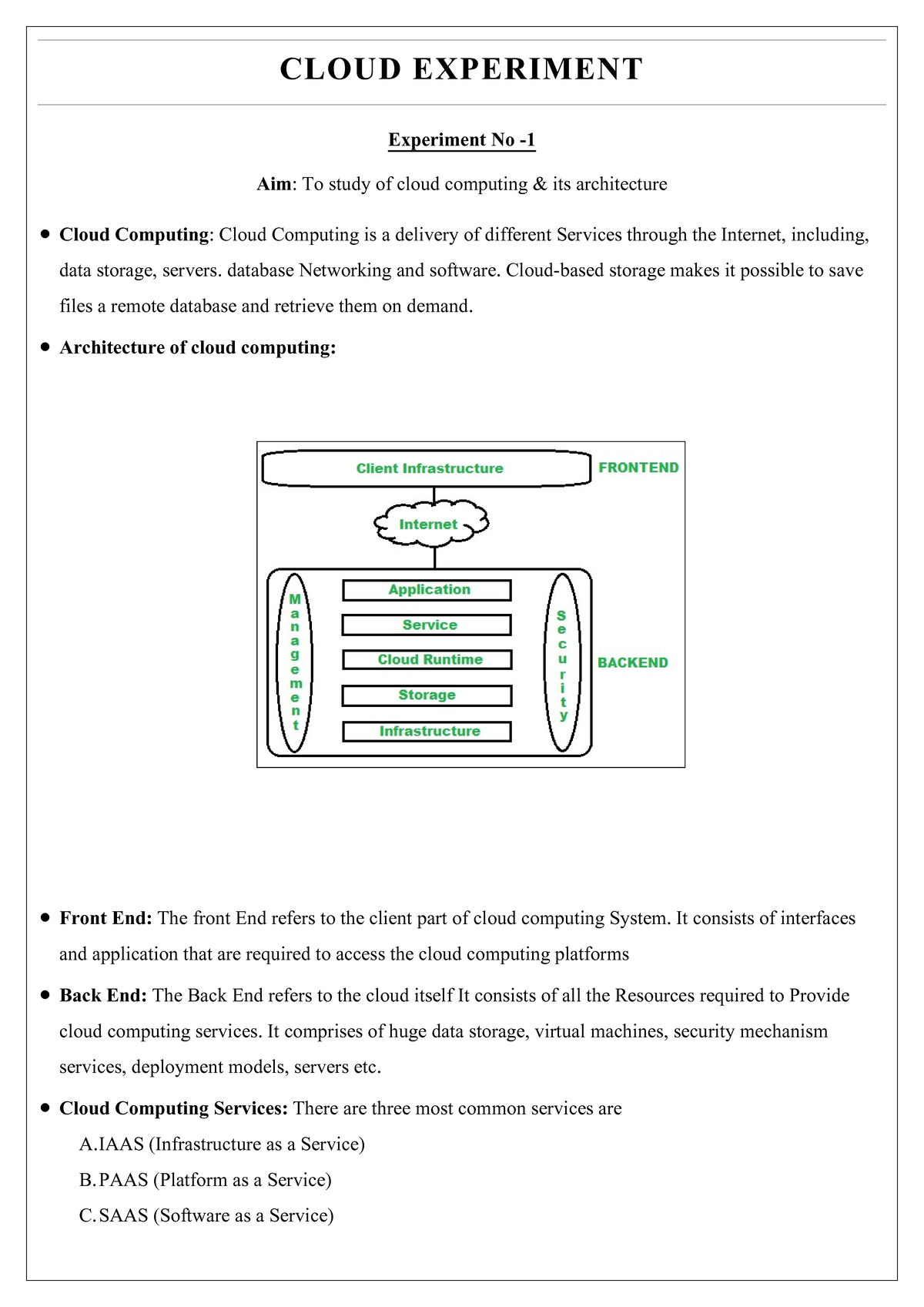 Cloud Journal - no need to describe - CLOUD EXPERIMENT Experiment No ...