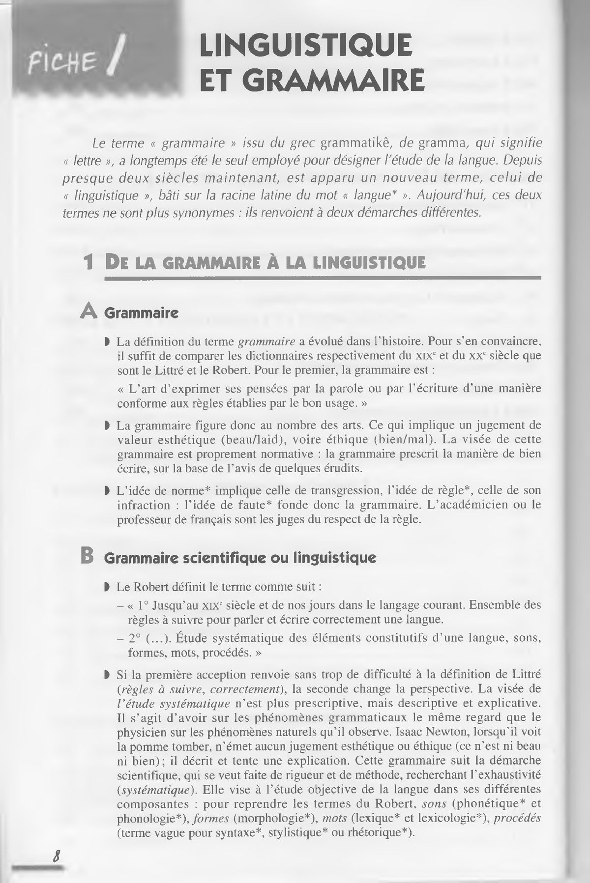 La Linguistique - 1 - Linguistique Et Grammaire - L I N G U I S T I Q U ...