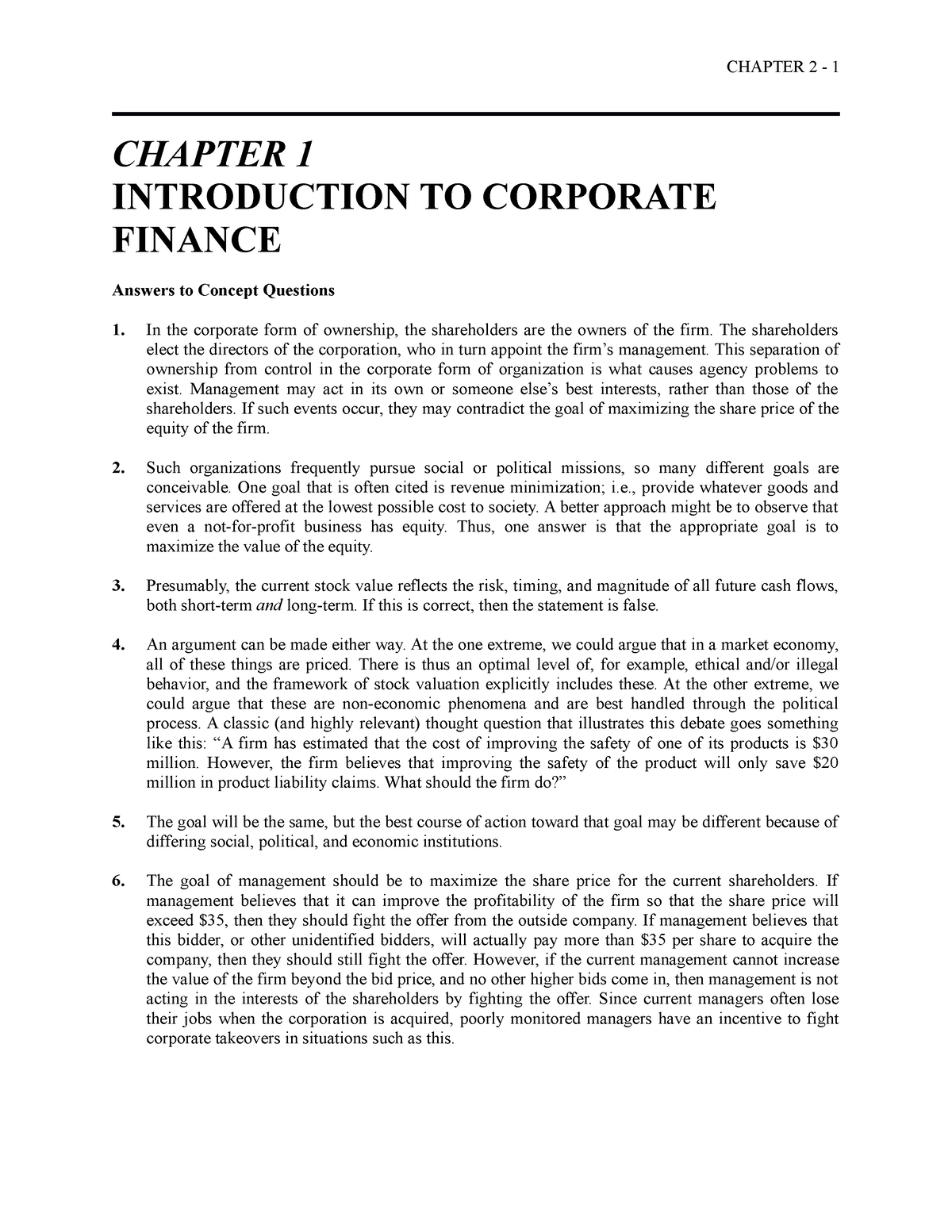 Chapter-1 - Yes - CHAPTER 2 - 1 CHAPTER 1 INTRODUCTION TO CORPORATE ...