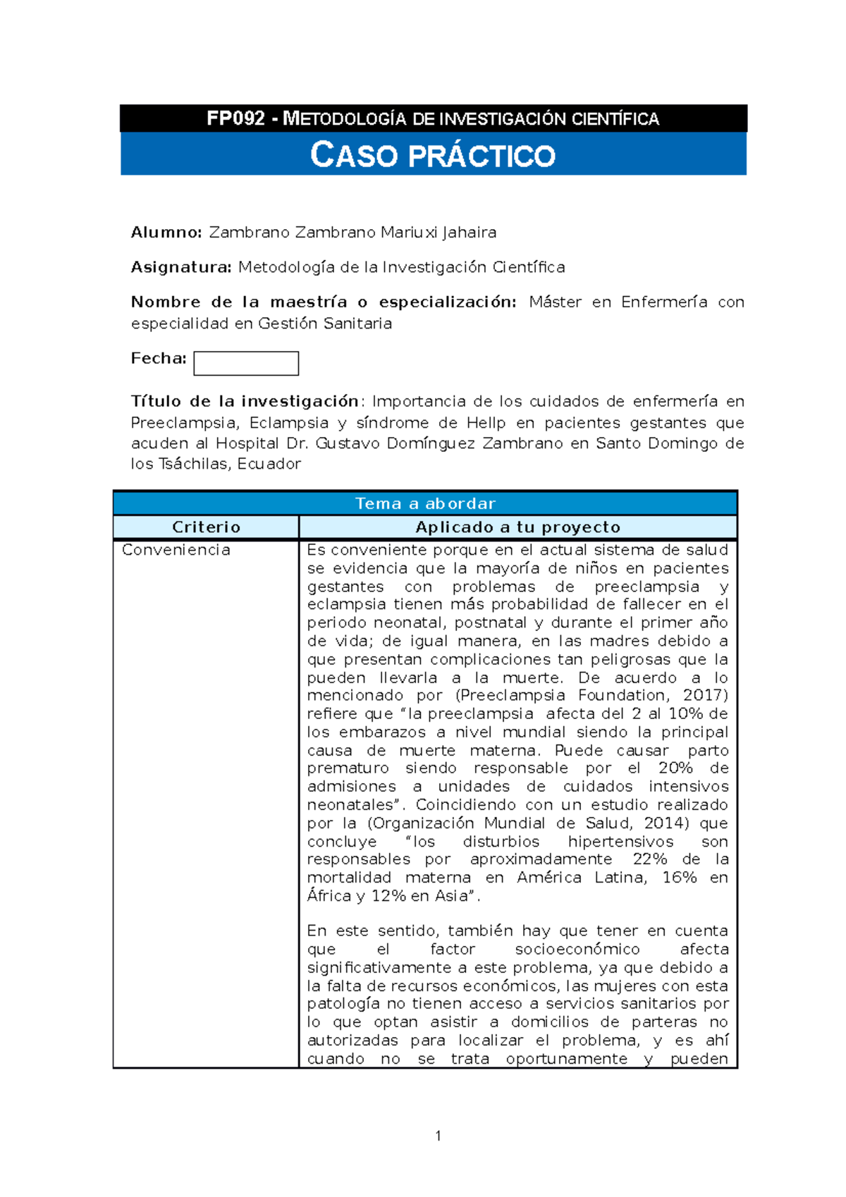 Fp092 Caso Practico Metodologia De La Investigacion Fp092