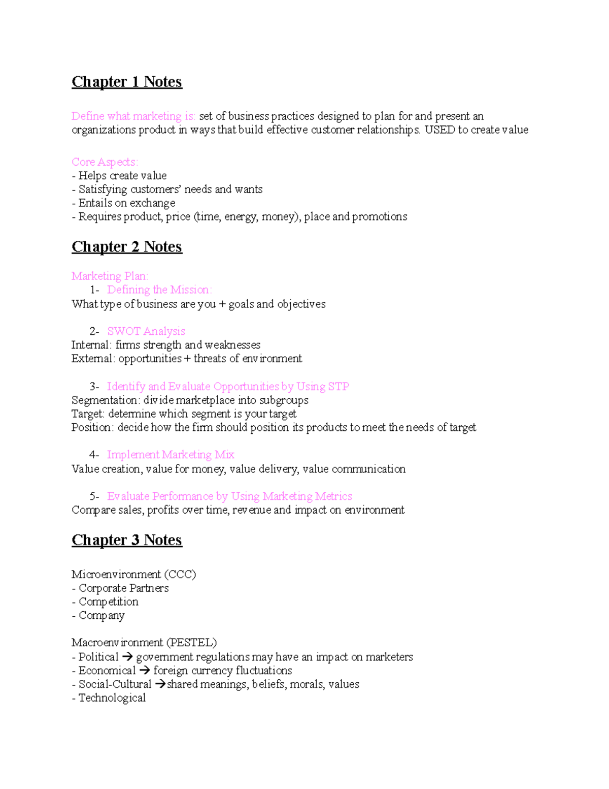 Marketing Midterm Notes - Chapter 1 Notes Define what marketing is: set ...