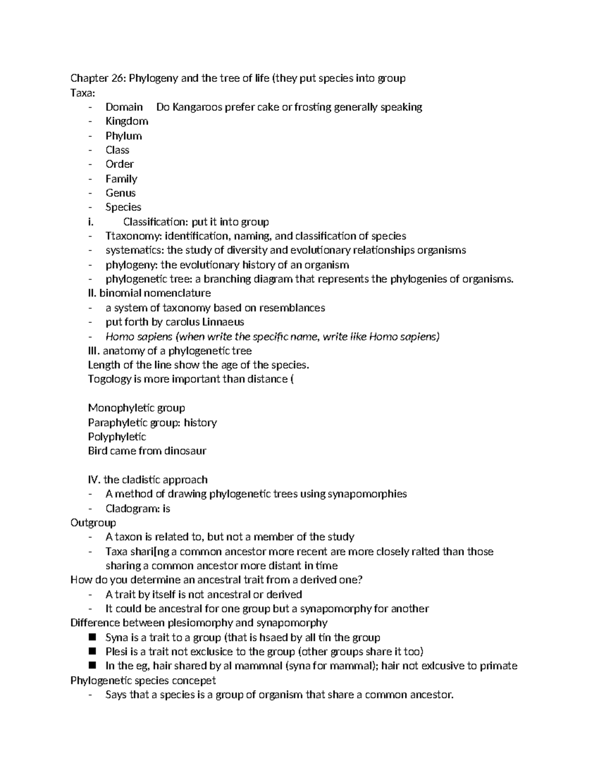 Chapter 26 - jehe - Chapter 26: Phylogeny and the tree of life (they ...