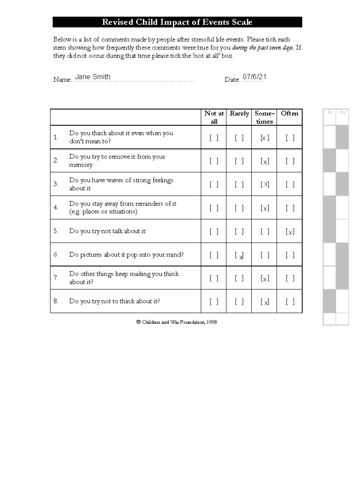 Asesment scales summary: Assesment scales luke john smith: Assesment ...