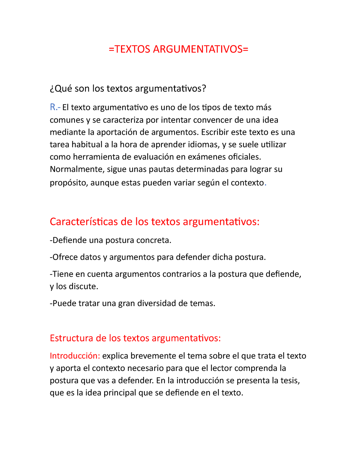 Textos Argumentativos - =TEXTOS ARGUMENTATIVOS= ¿Qué Son Los Textos ...