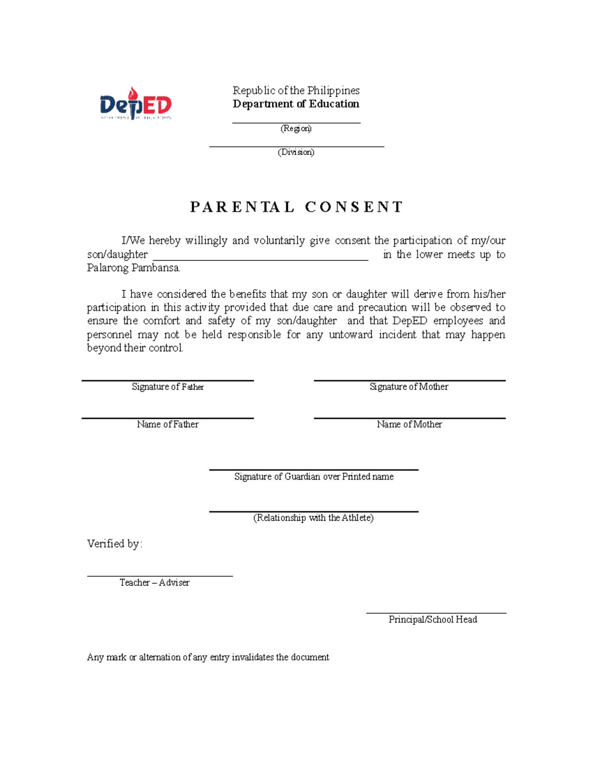 parental-consent-educational-republic-of-the-philippines-department