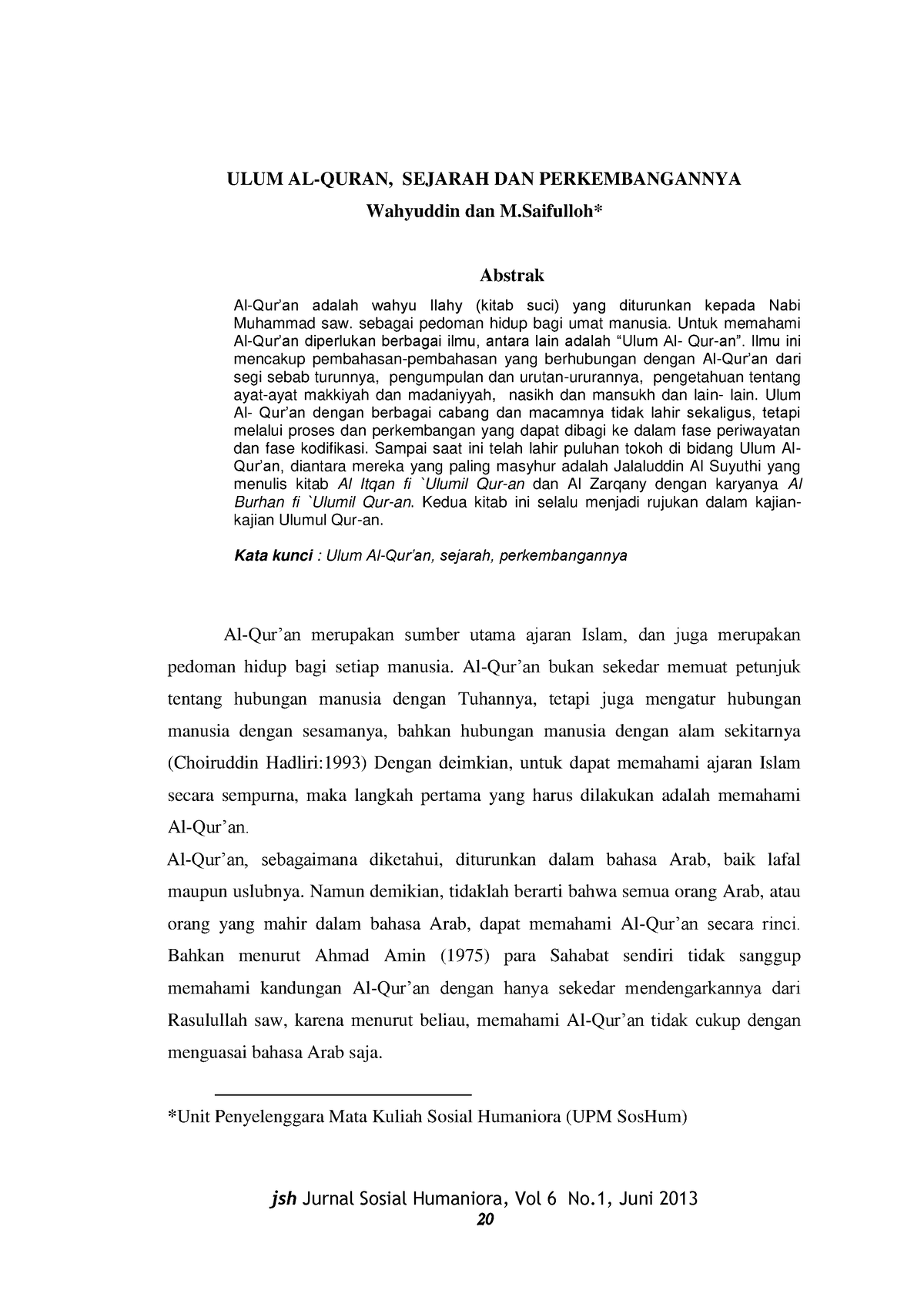 ULUM AL- Quran Sejarah DAN Perkembangannya - jsh Jurnal Sosial ...