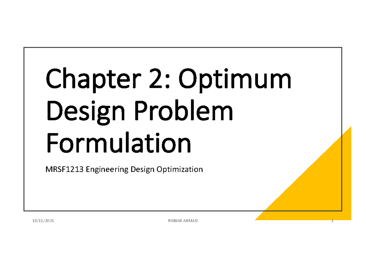 MRSF1213 Day1b - none - Chapter 2 : Optimum Design Problem Formulation ...