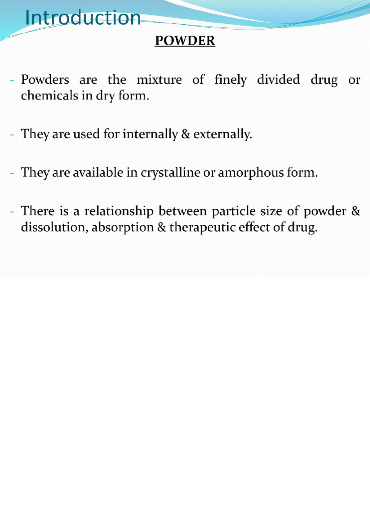 Powder Pharmacy Studocu