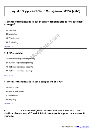 Logistic-supply-and-chain-management Solved MCQs [set-8] Mcq Mate ...