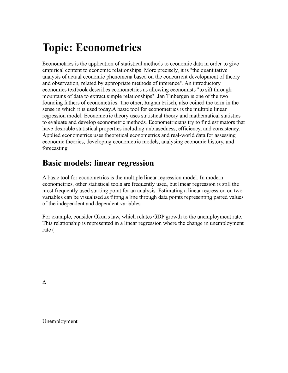econometrics essay writer