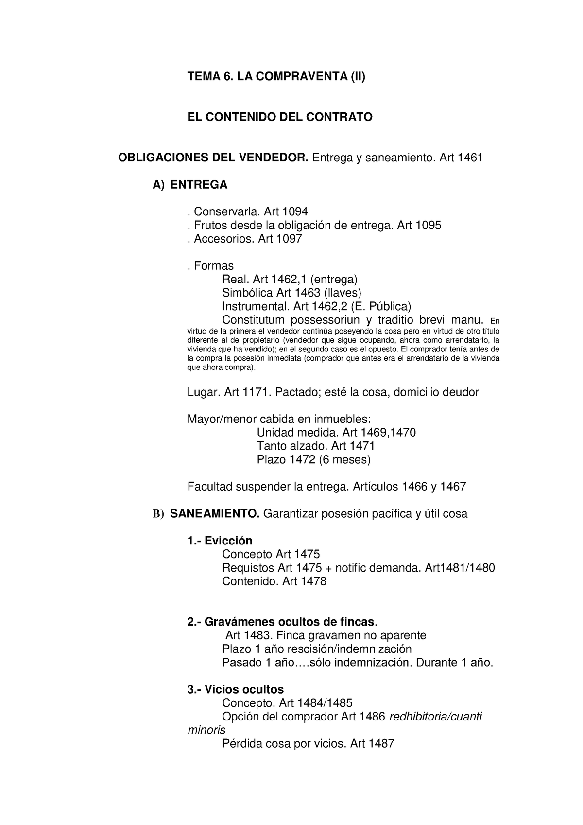 Tema 6 La Compraventa Ii Tema 6 La Compraventa Ii El Contenido Del Contrato Obligaciones 0281