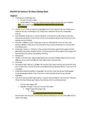 Exam 4 Review Sheet - FA22 PSY 201 Sections 1 & 2 Exam 4 Review Sheet ...