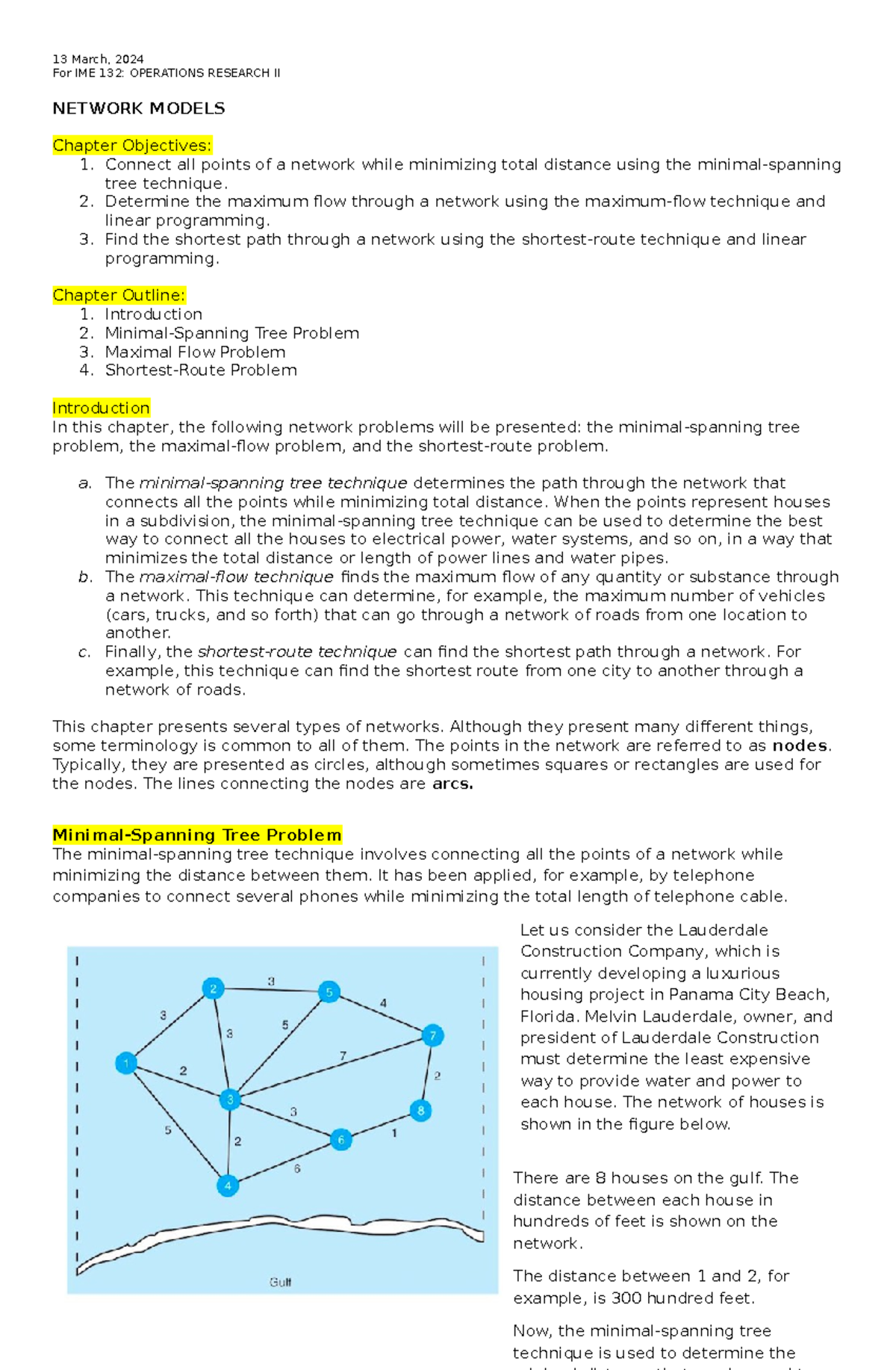 Network-models - 13 March, 2024 For IME 132: OPERATIONS RESEARCH II ...