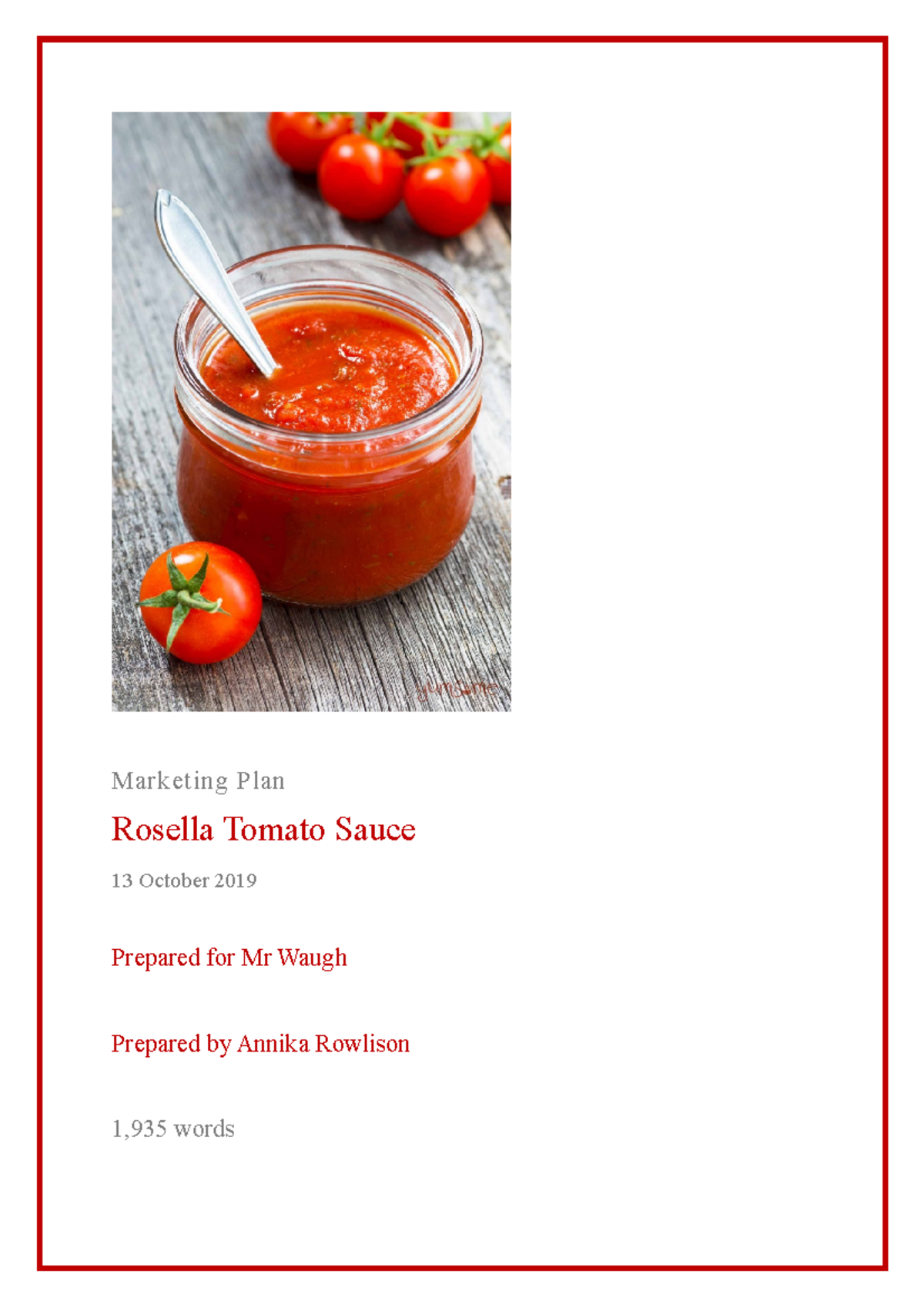 tomato sauce business plan pdf