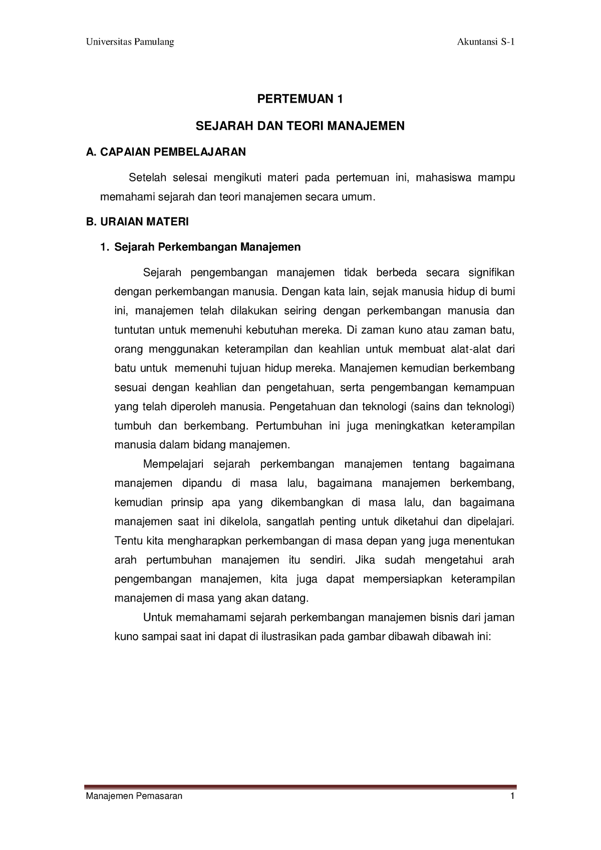 Sejarah DAN Teori Manajemen - PERTEMUAN 1 SEJARAH DAN TEORI MANAJEMEN A ...