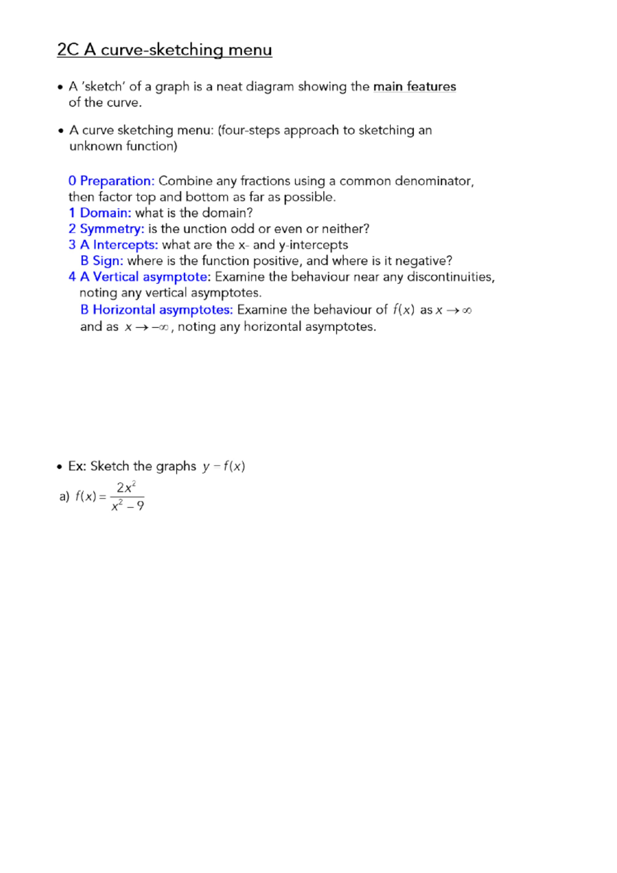 1.2-2C A curve-sketching menu - Studocu