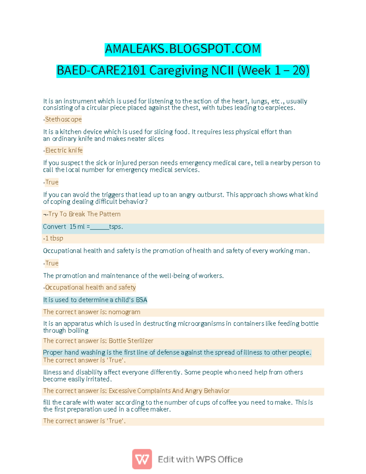 [ Amaleaks. Blogspot.COM] BAED-CARE2101 Caregiving NCII (Week 1 – 20 ...