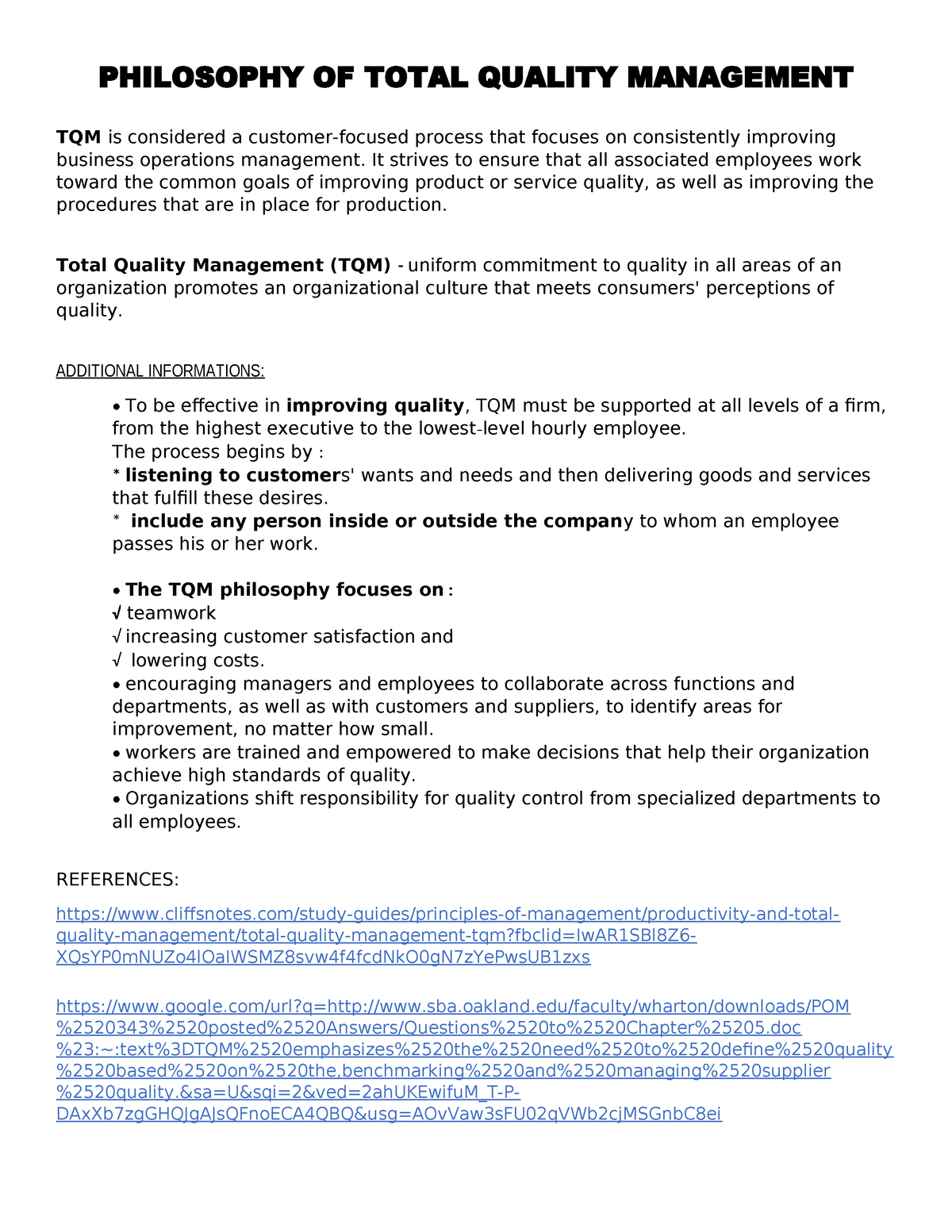 Philosophy OF Total Quality Management ppt - PHILOSOPHY OF TOTAL ...