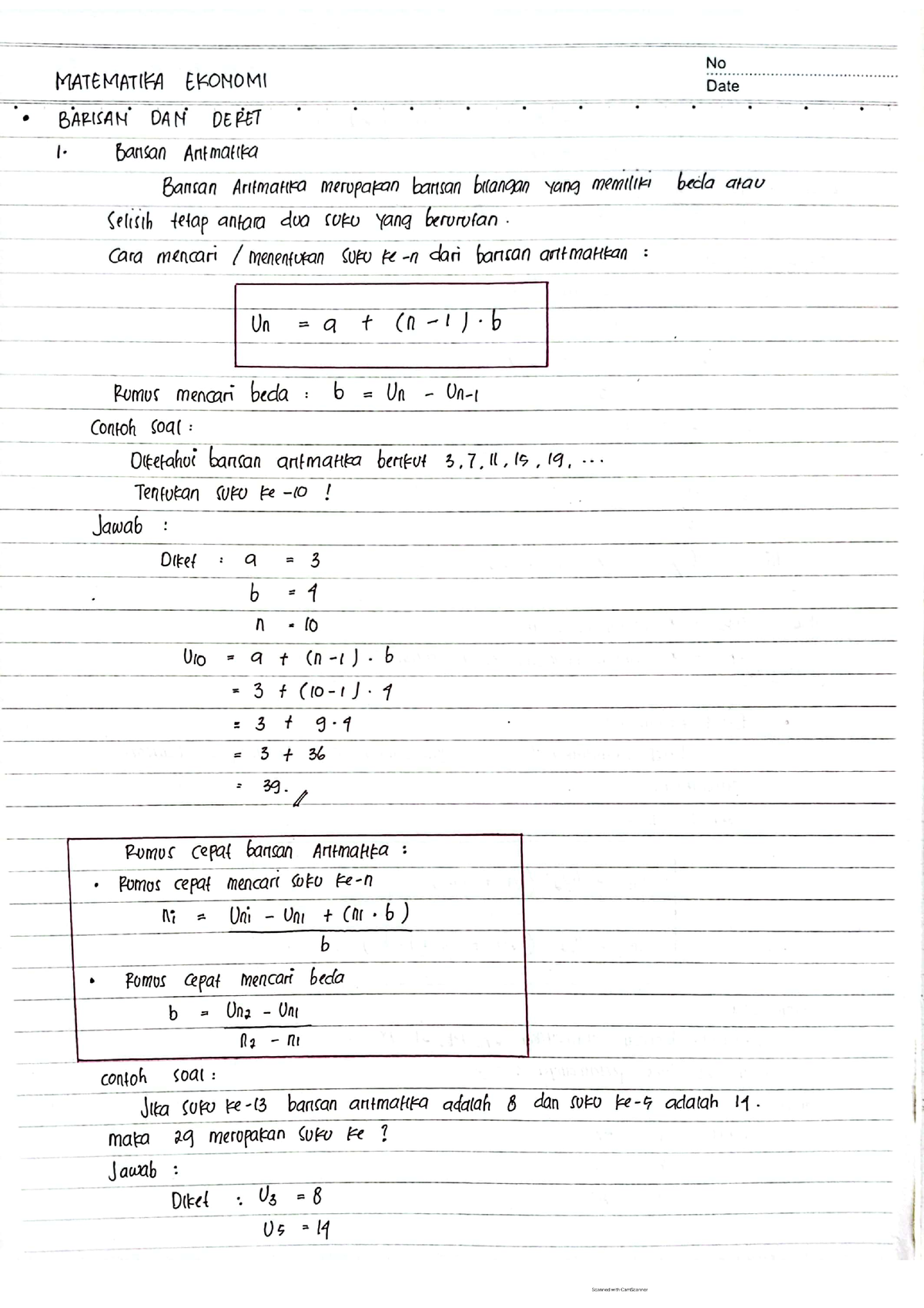 Barisan Dan Deret - Matematika Ekonomi - Studocu