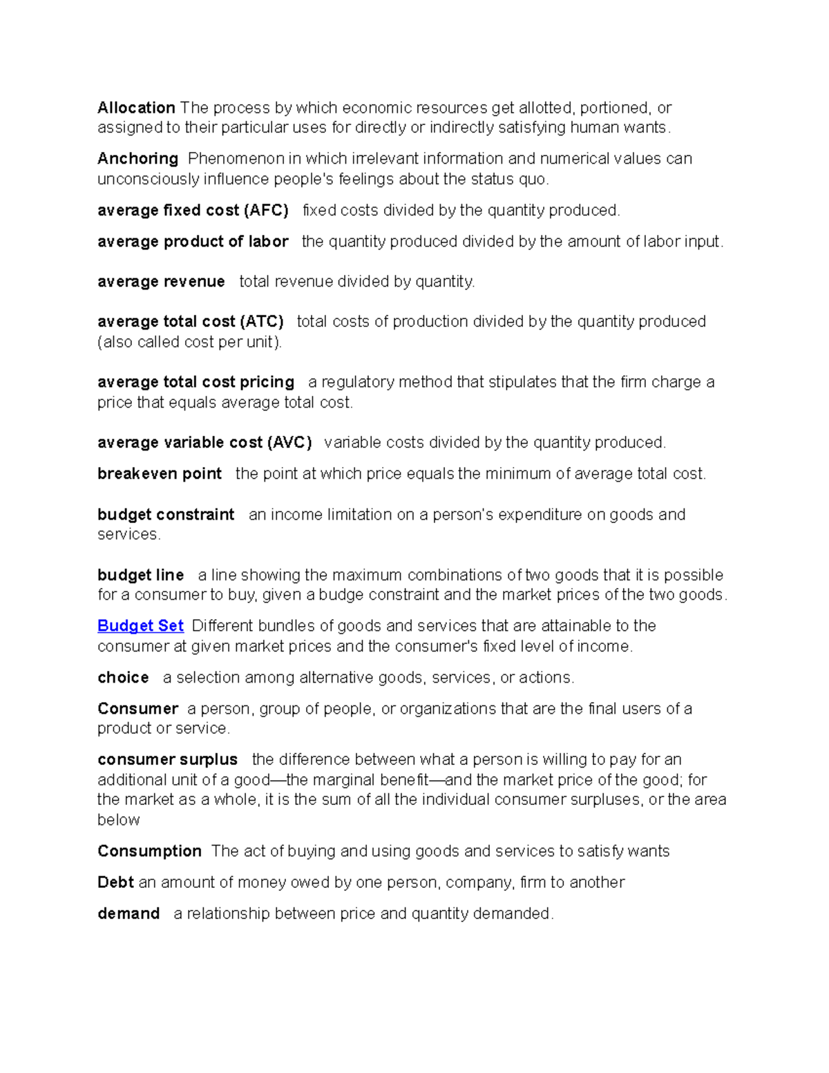 Ch 1 3 Glossary - Lecture notes 1, 2, 3 - Allocation The process by ...
