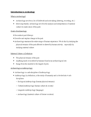 Chapter 1 - Archeology Essentials - Sub Types Of Anthropology: Physical ...