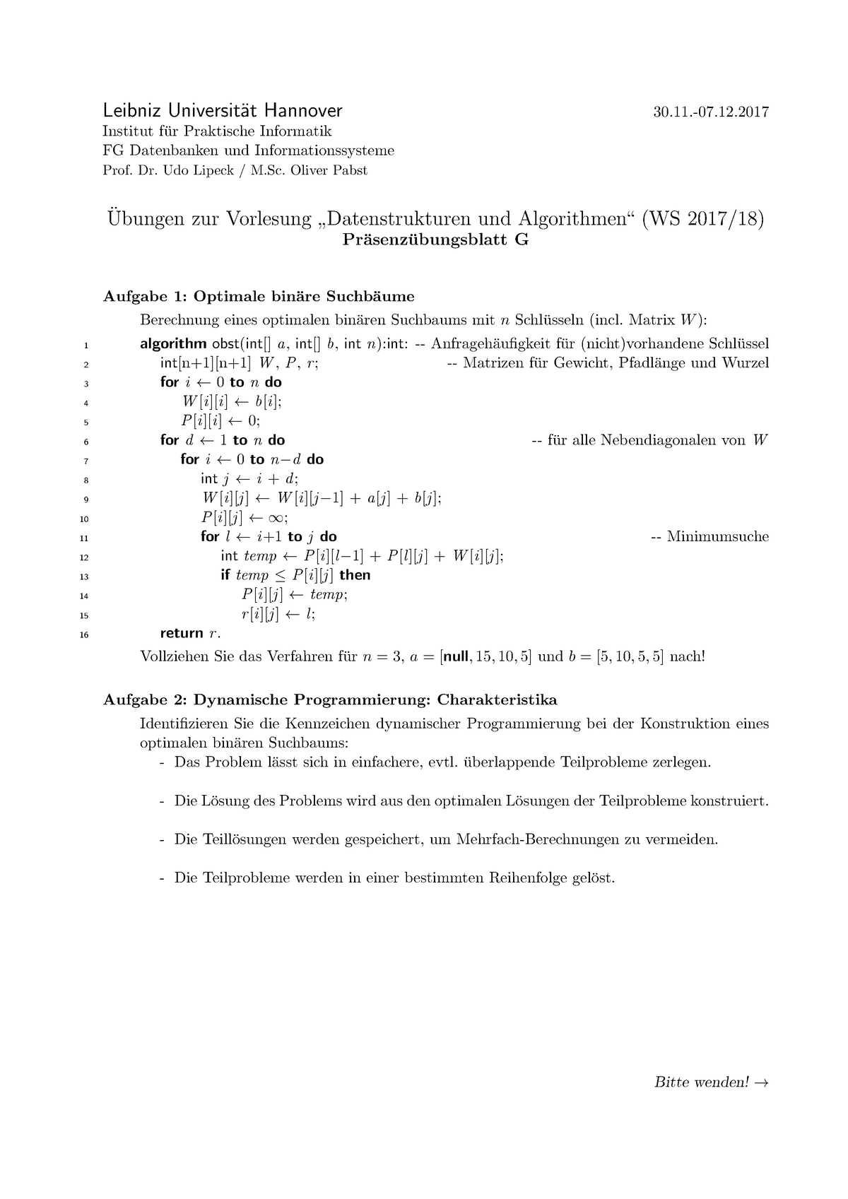 Praesenzuebung 07 Aufgaben - Leibniz Universit¨at Hannover 30.11.-07.12 ...