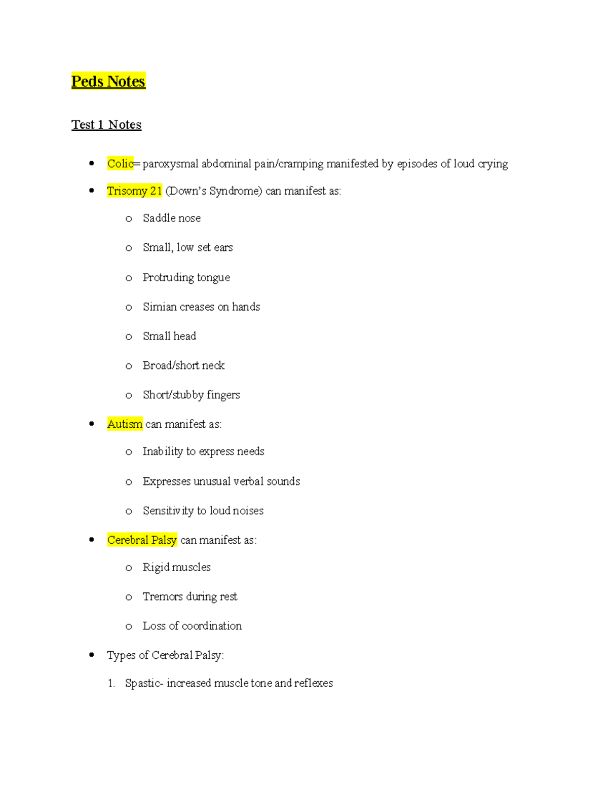 Peds Notes 2 - Study Material For Test 1 Pediatrics; Age Group Chart ...