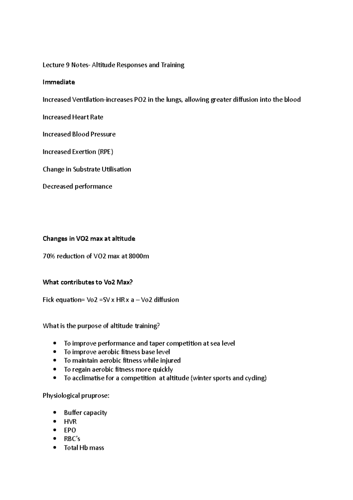 Lecture 9 Notes- Altitude Responses and Training - Lecture 9 Notes ...