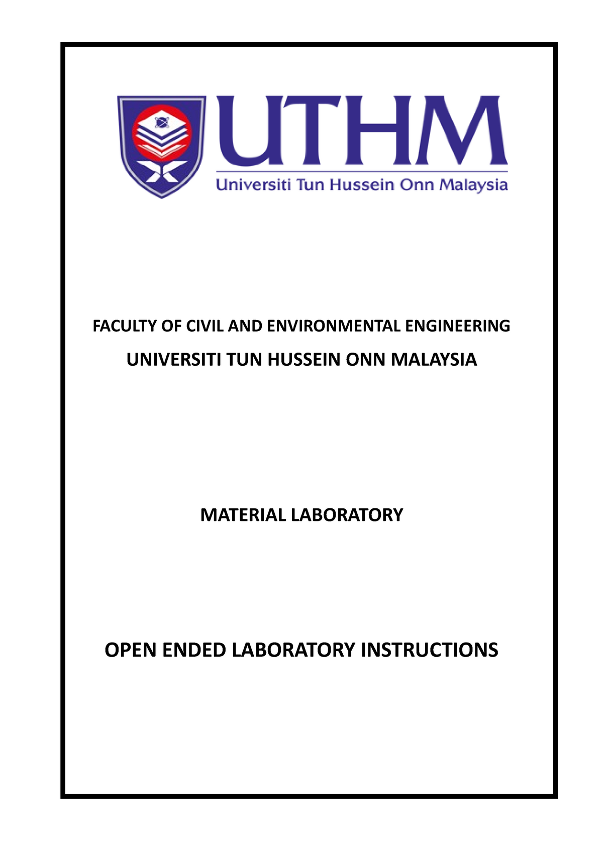 material lab intruction - Civil engineering - bff - UTHM - StuDocu